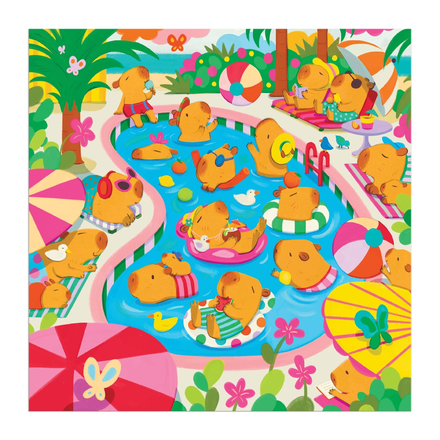 MUDPUPPY Capybara Pool Day 500 Piece Family Puzzle