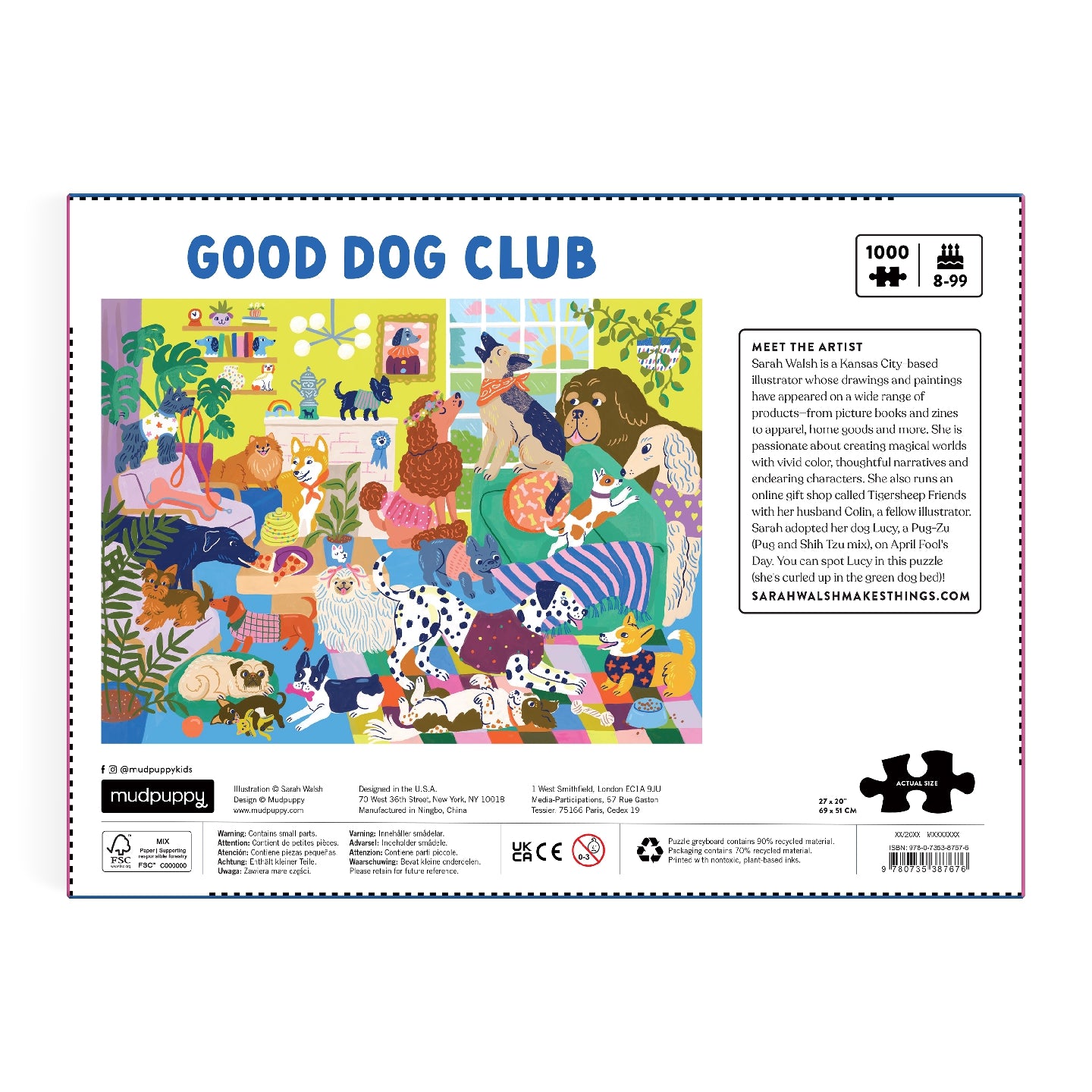 MUDPUPPY GALISON Good Dog Club 1000 Piece Family Puzzle