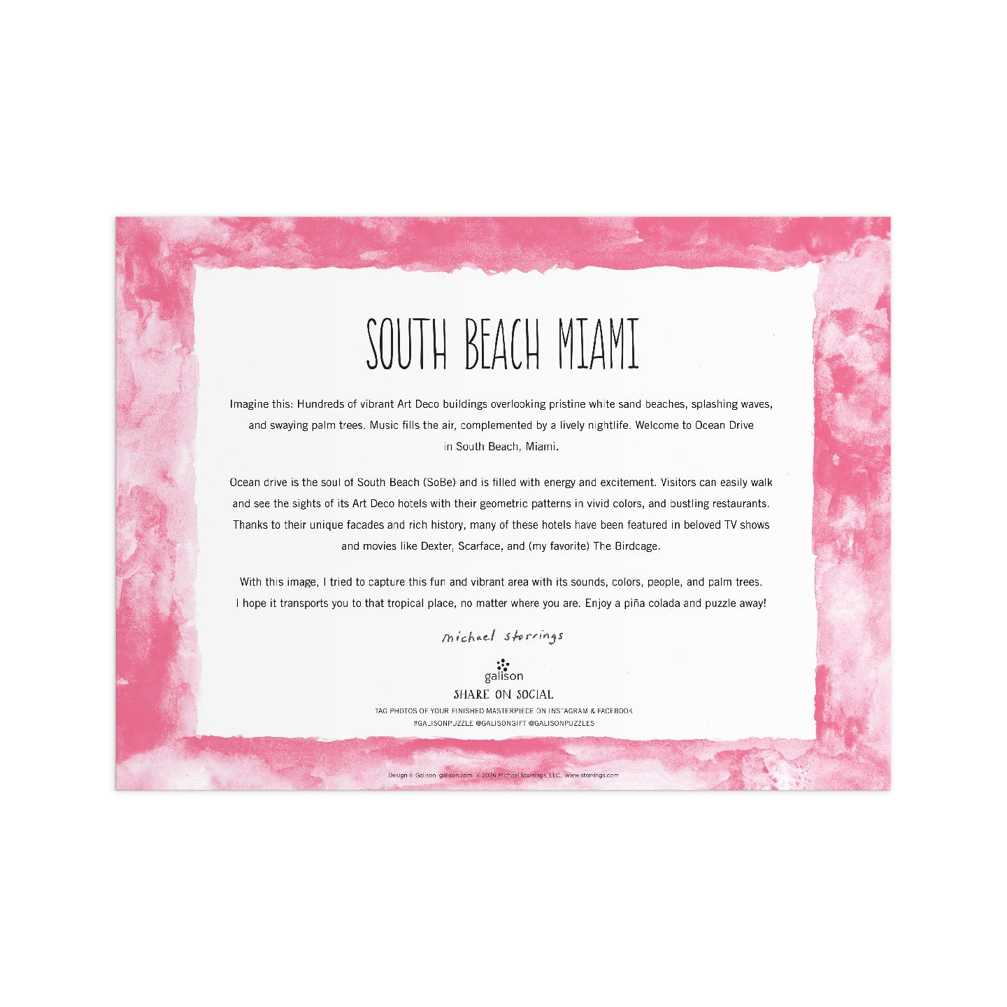 GALISON Michael Storrings South Beach Miami 1000 Piece Puzzle