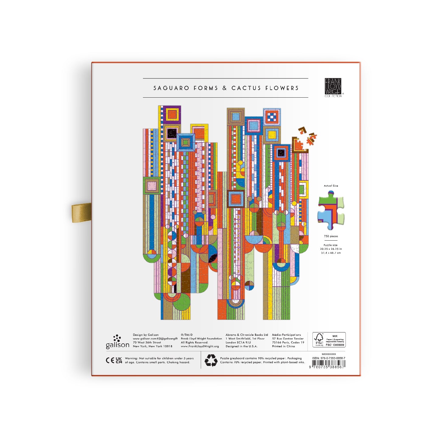 GALISON Frank Lloyd Wright Saguaro Cactus & Forms 750 Piece Shaped Foil Puzzle