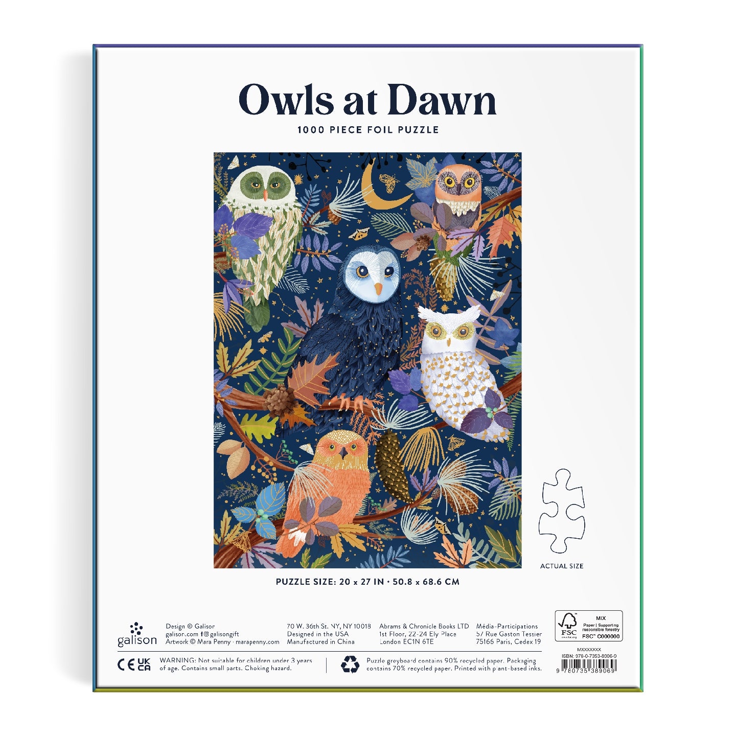 GALISON Owls At Dawn 1000 Piece Foil Puzzle