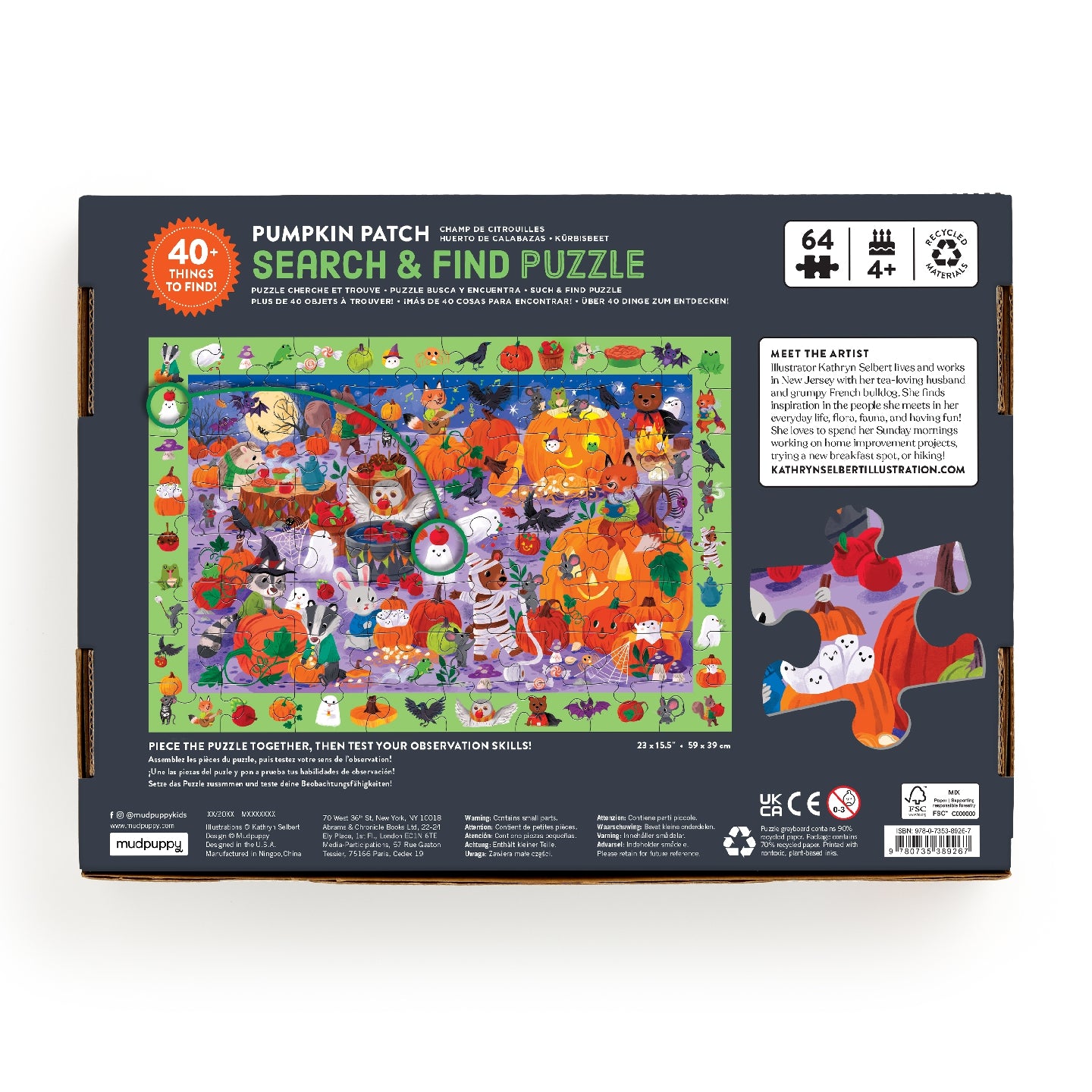 MUDPUPPY Pumpkin Patch 64 Piece Search & Find Puzzle
