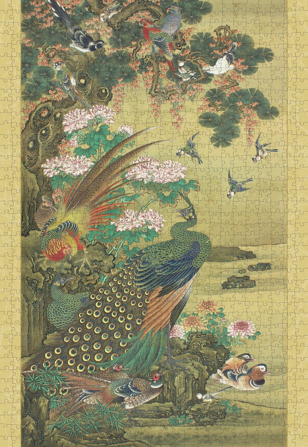 Pomegranate, Birds & Flowers: Japanese Hanging Scroll 1000-Piece Jigsaw Puzzle