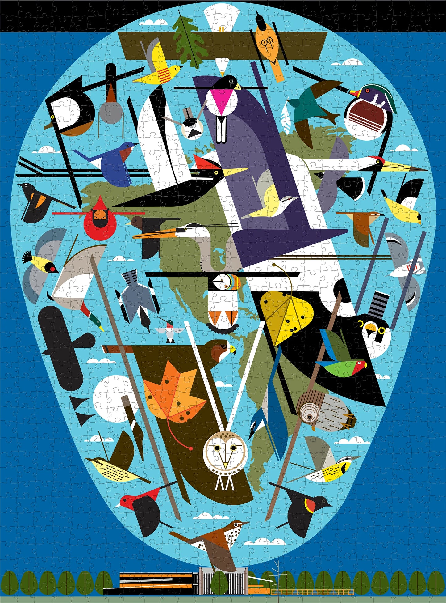Pomegranate, Charley Harper: We Think the World of Birds 1000-Piece Jigsaw Puzzle