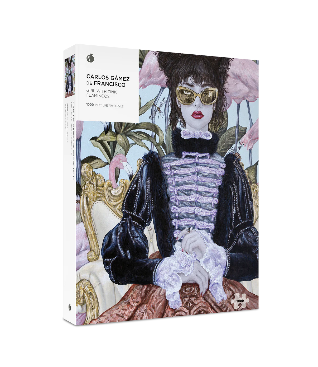 Pomegranate, Carlos Gámez de Francisco: Girl with Pink Flamingos 1000-Piece Jigsaw Puzzle