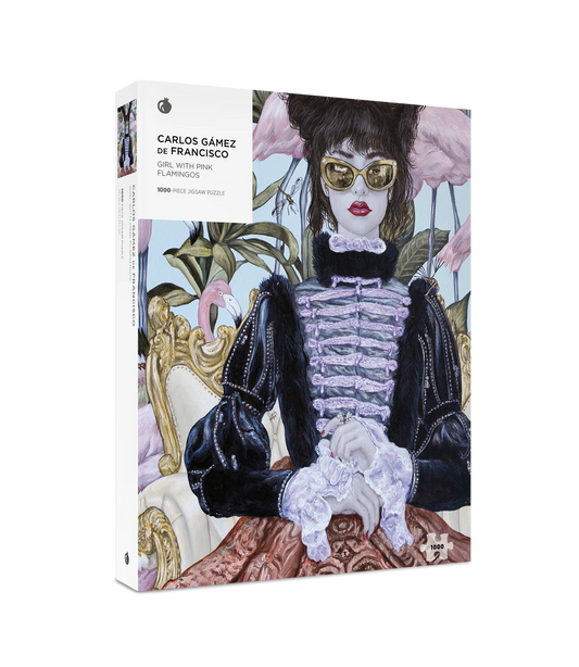 Pomegranate, Carlos Gámez de Francisco: Girl with Pink Flamingos 1000-Piece Jigsaw Puzzle