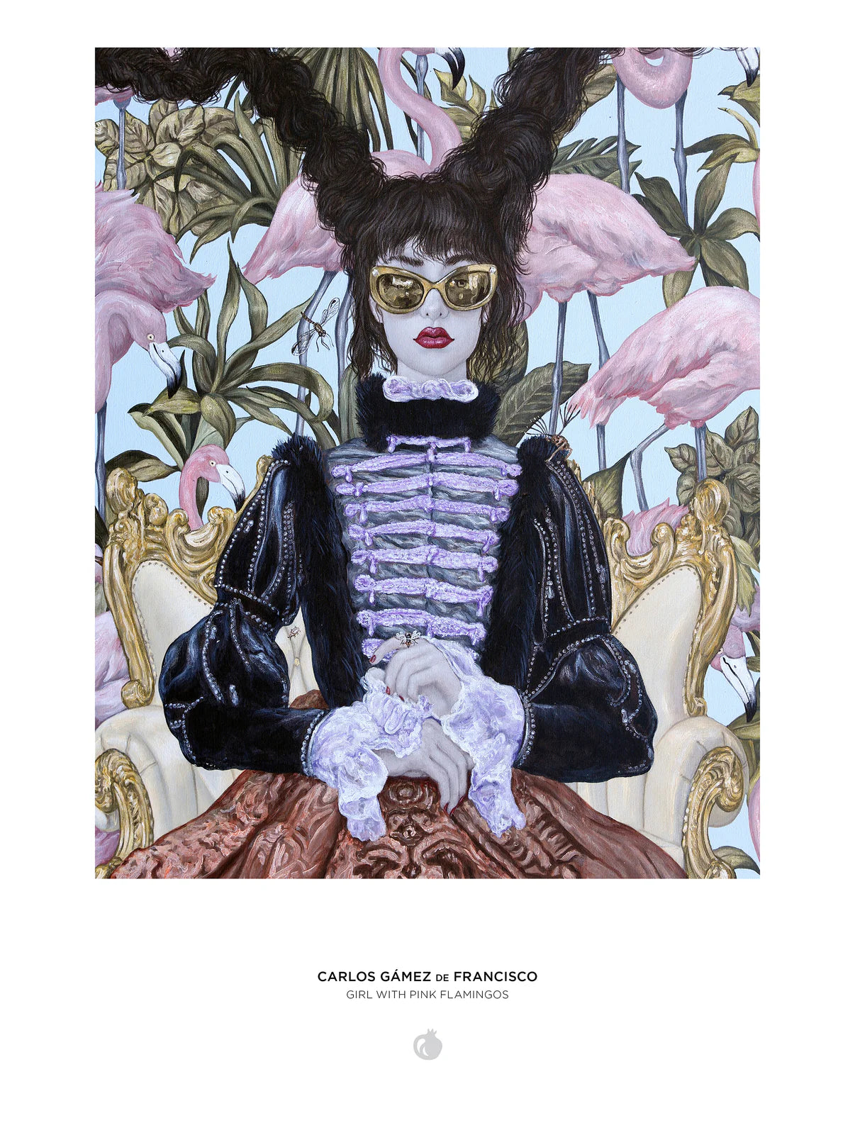 Pomegranate, Carlos Gámez de Francisco: Girl with Pink Flamingos 1000-Piece Jigsaw Puzzle