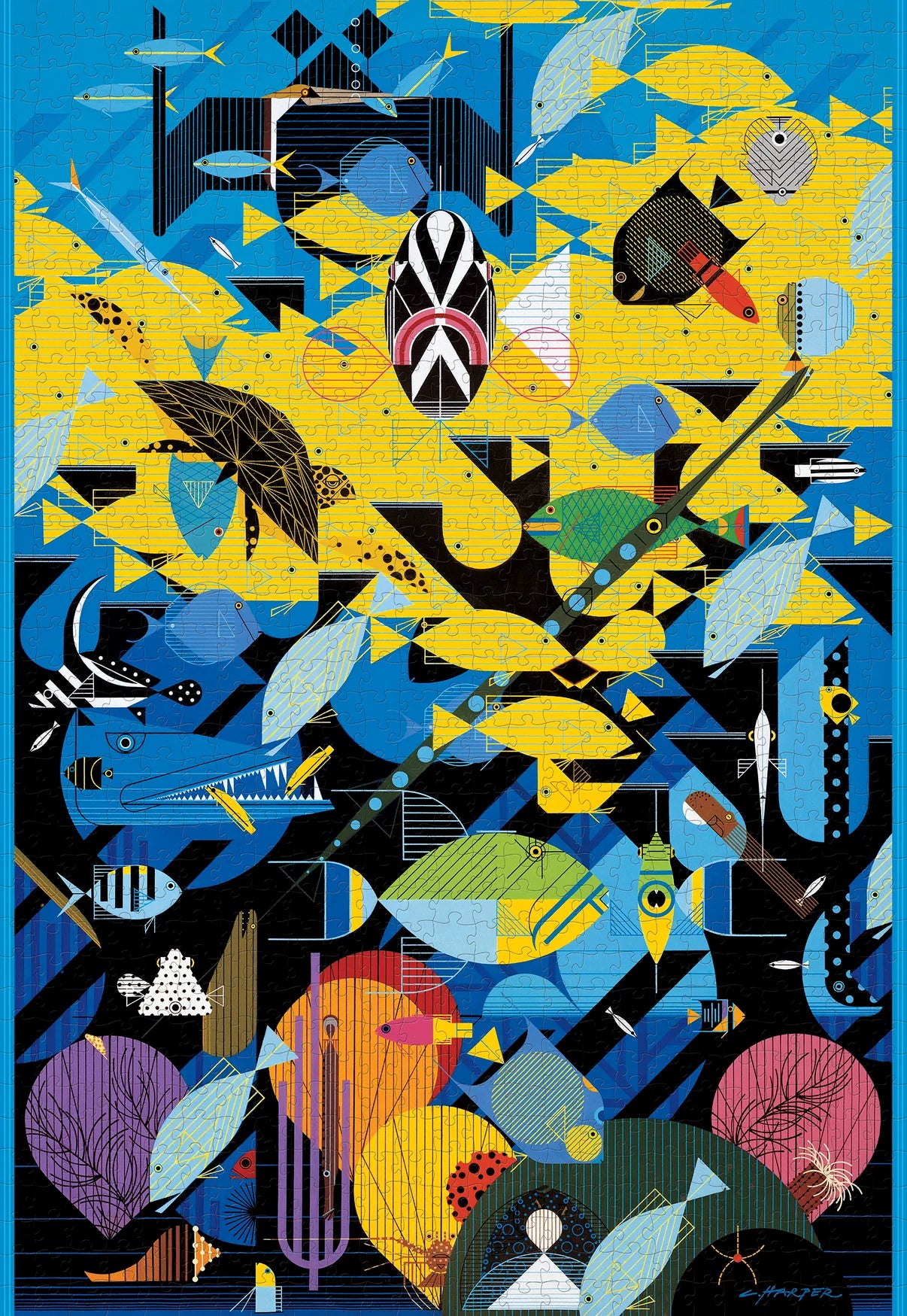Pomegranate, Charley Harper: The Coral Reef 1000-Piece Jigsaw Puzzle