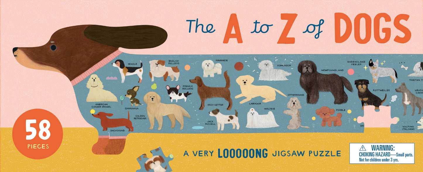LAURENCE KING The A to Z of Dogs 58 Piece Puzzle (A VERY LOOOONG PUZZLE)