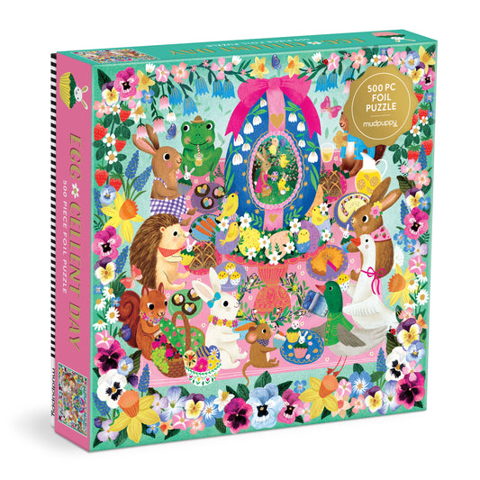 MUDPUPPY Egg-cellent Day 500 Piece Foil Family Puzzle