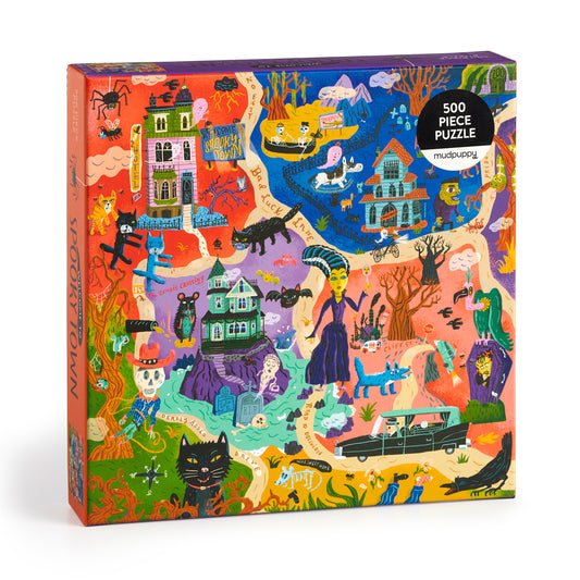 MUDPUPPY Welcome to Spooky Town 500 Piece Family Puzzle