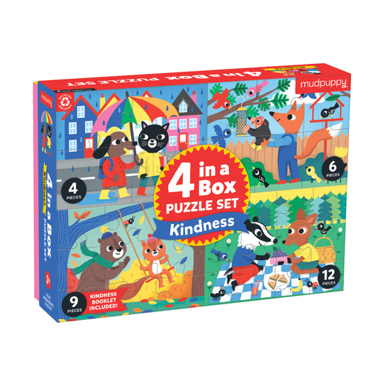 MUDPUPPT Kindness 4-in-a-Box Puzzle Set