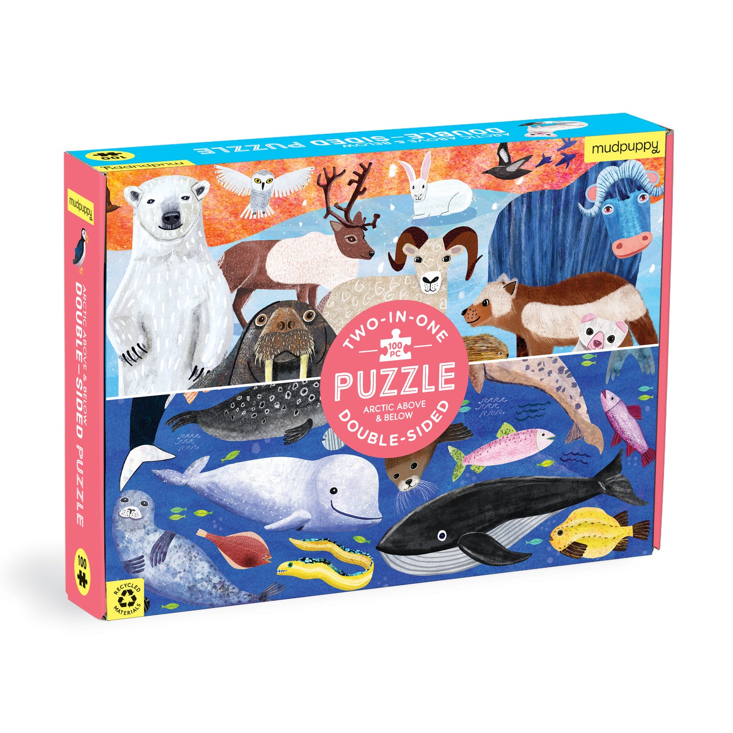 MUDPUPPY Arctic Above & Below 100 Piece Double-Sided Puzzle