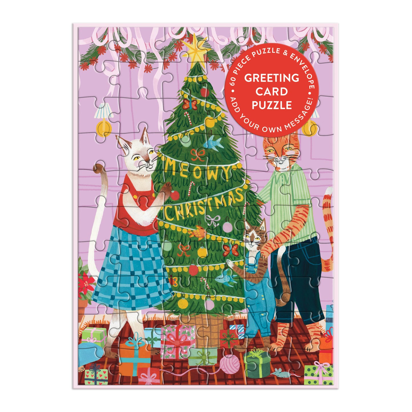 GALISON Meowy Christmas Greeting Card Puzzle