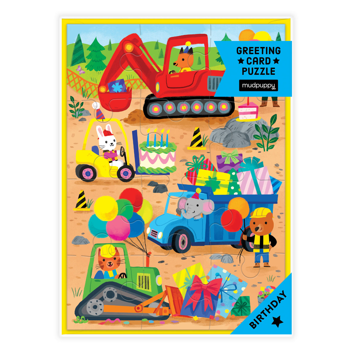 GALISON Construction Site Birthday Greeting Card Puzzle