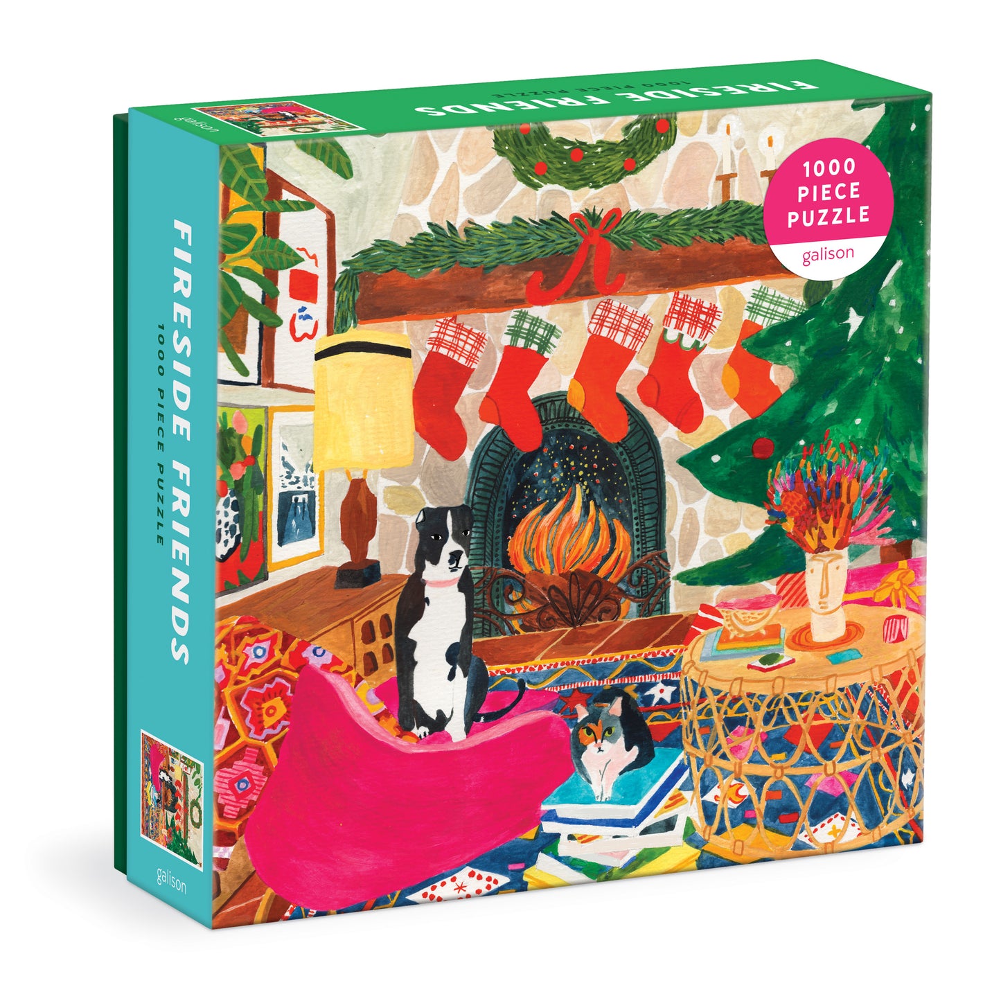 GALISON Fireside Friends 1000 Piece Puzzle in Square BoX