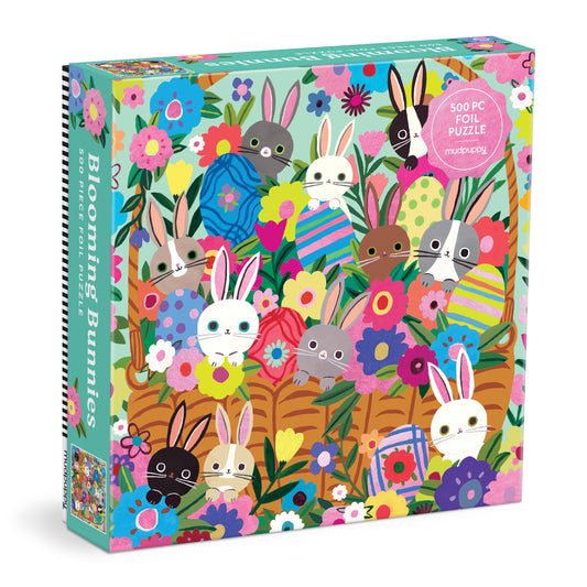 MUDPUPPY Blooming Bunnies 500 Piece Foil Family Puzzle