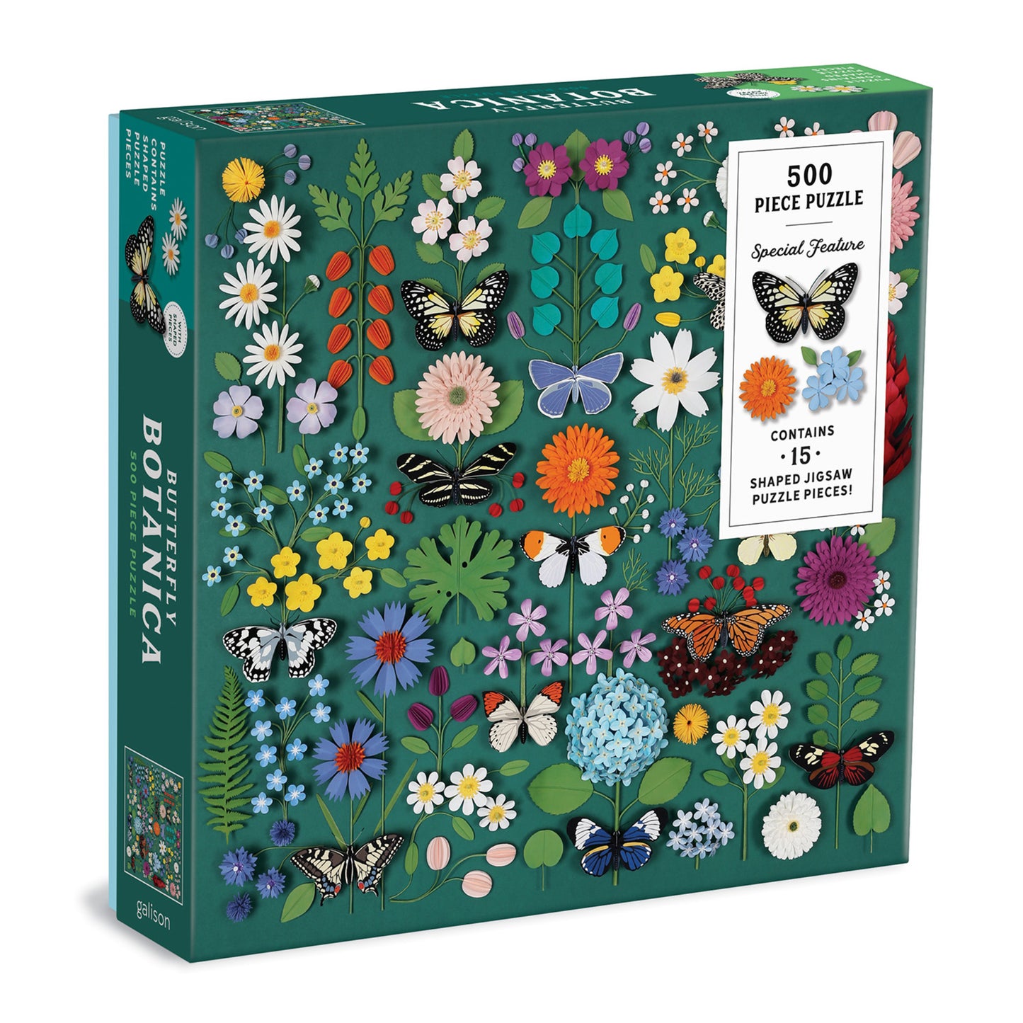GALISON Butterfly Botanica 500 Piece Puzzle with Shaped Pieces
