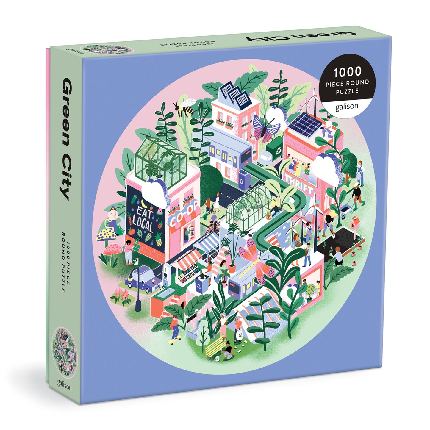 GALISON Green City 1000 Piece Round Puzzle