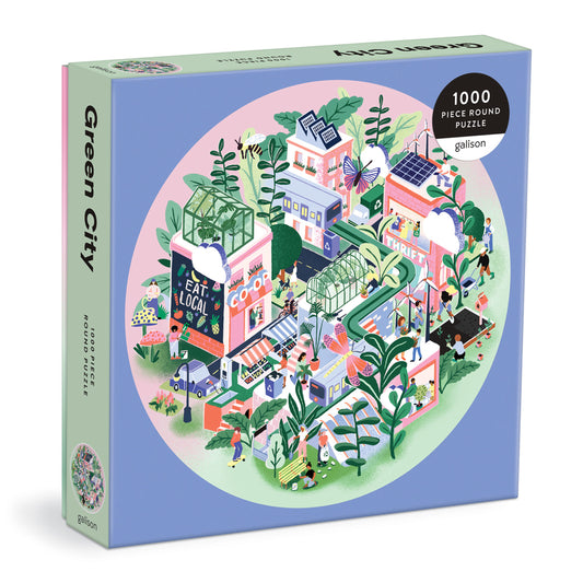 GALISON Green City 1000 Piece Round Puzzle