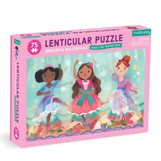 MUDPUPPY Graceful Ballerinas 75 Piece Lenticular Puzzle