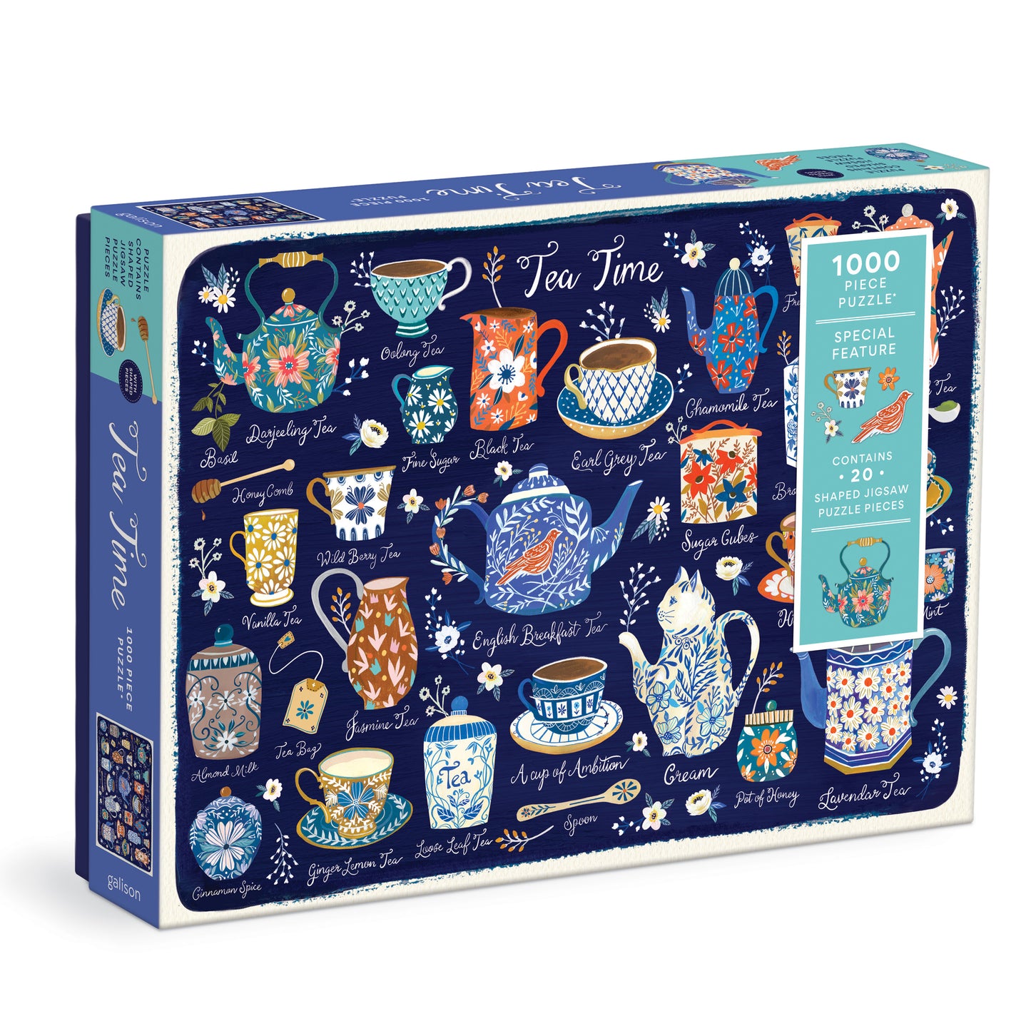 GALISON Tea Time 1000 Piece Puzzle with Shaped Pieces