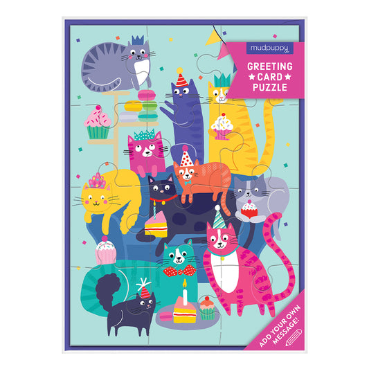 GALISON Cat Party Greeting Card Puzzle