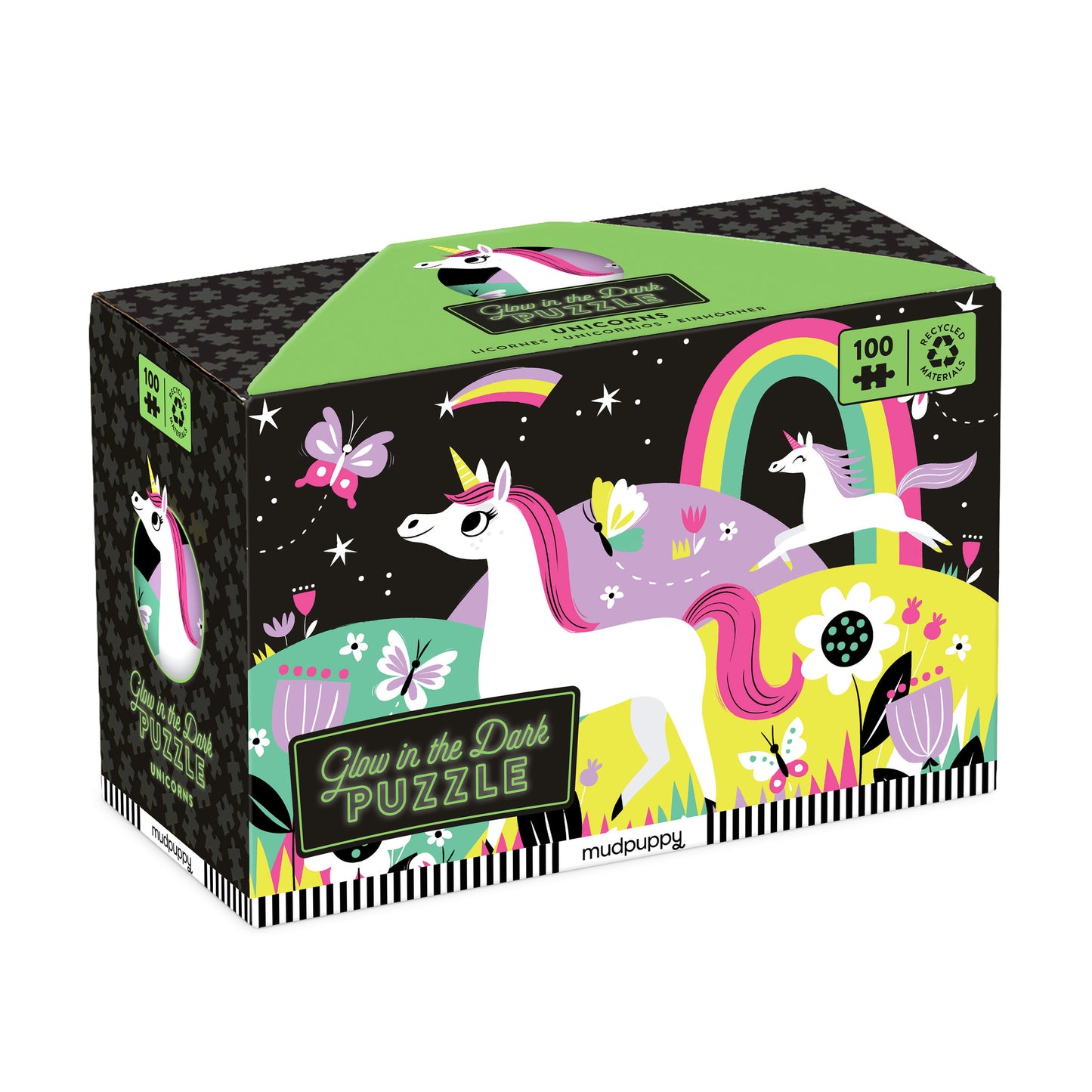 MUDPUPPY Unicorns Glow-in-the-Dark Puzzle 100pcs