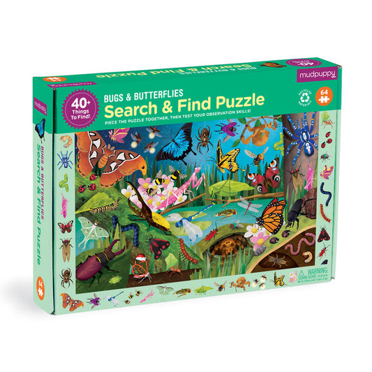 MUDPUPPY Bugs & Butterflies 64 Piece Search & Find Puzzle