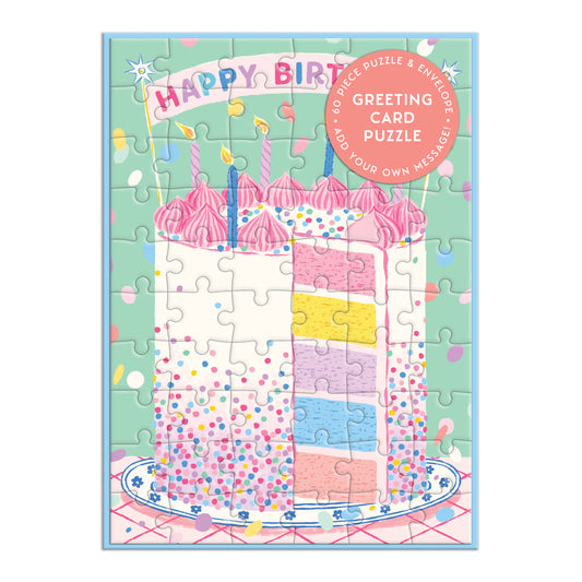 GALISON Confetti Birthday Cake Greeting Card Puzzle