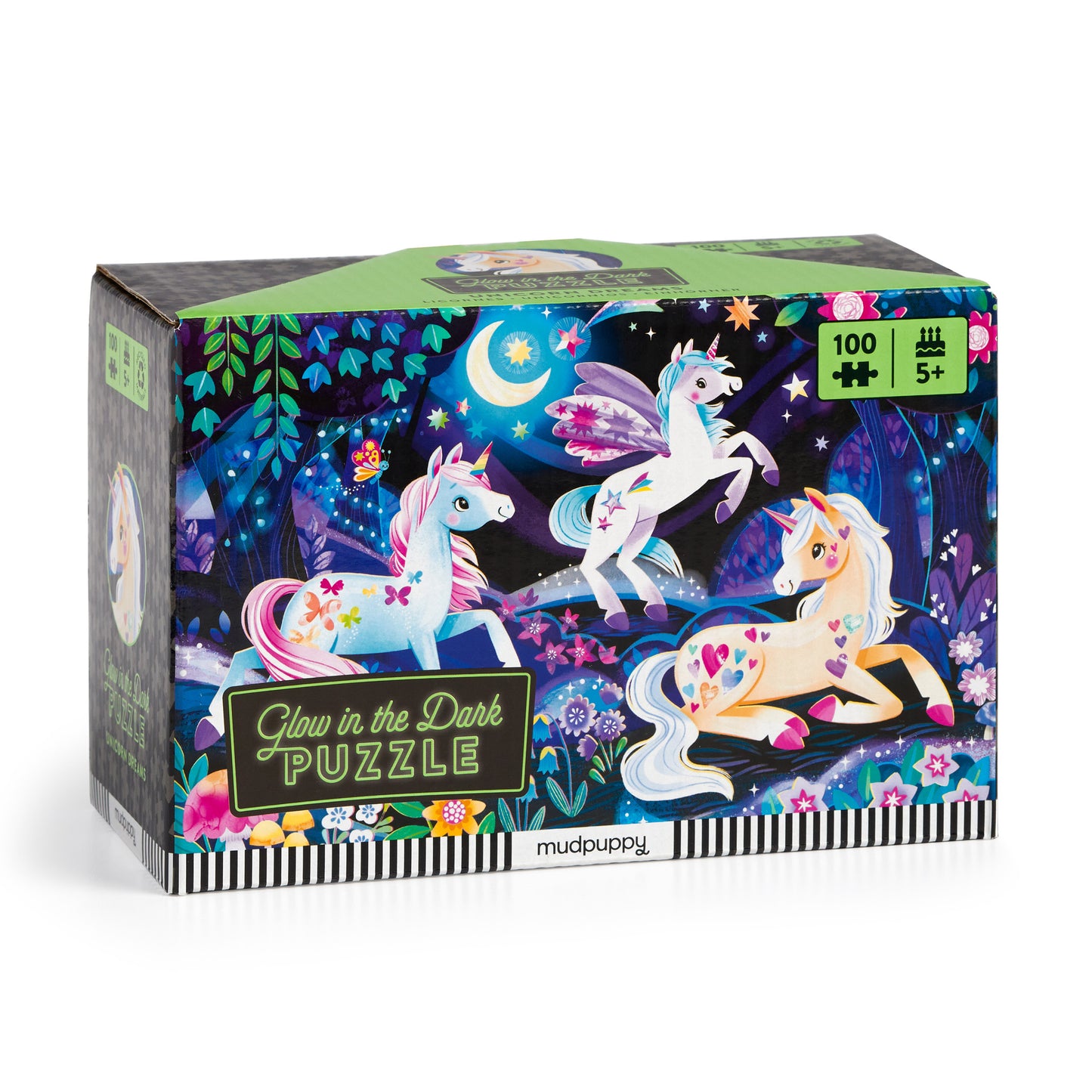 MUDPUPPY Unicorn Dreams 100 Piece Glow in the Dark Puzzle