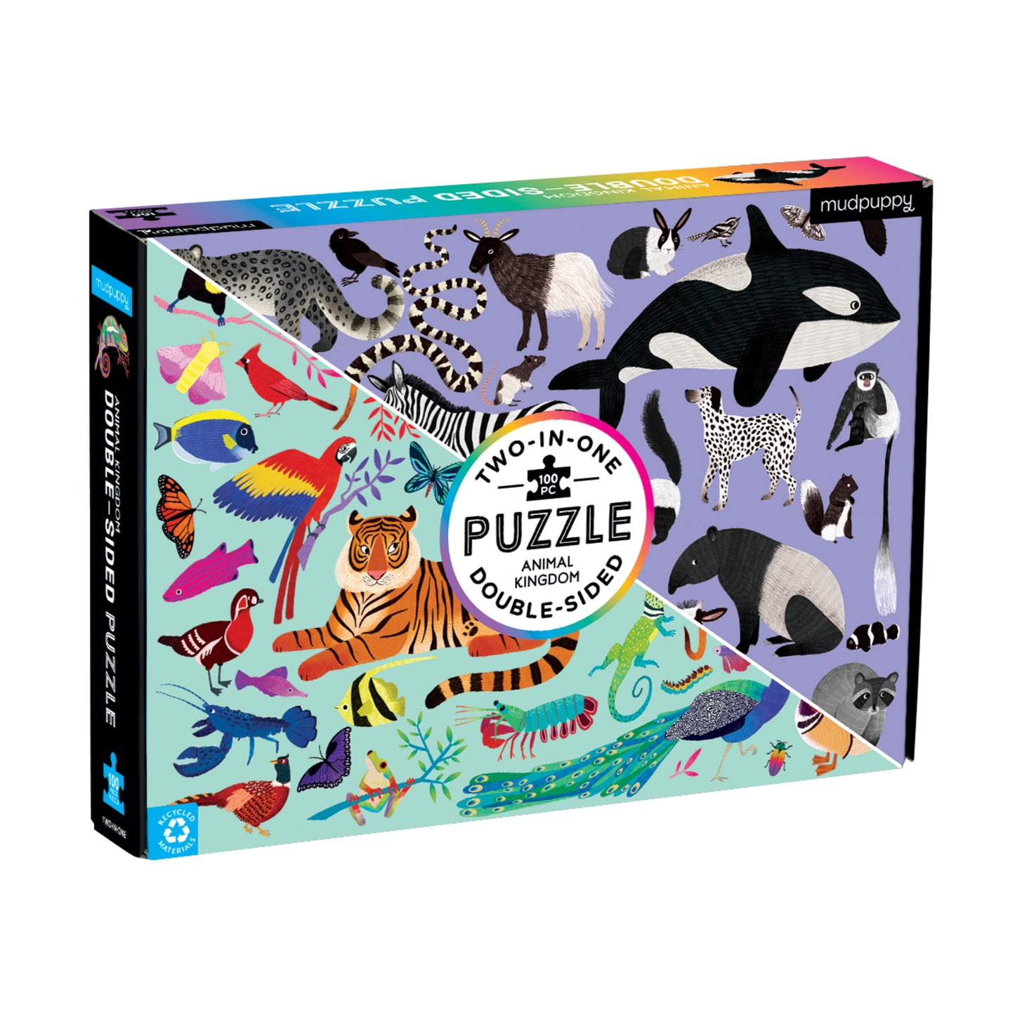 MUDPUPPY Animal Kingdom 100 Piece Double-Sided Puzzle