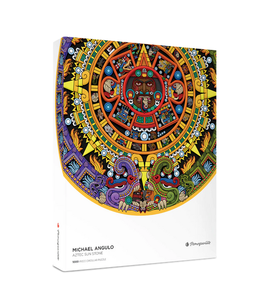 Pomegranate, Michael Angulo: Aztec Sun Stone 1000-Piece Circular Jigsaw Puzzle