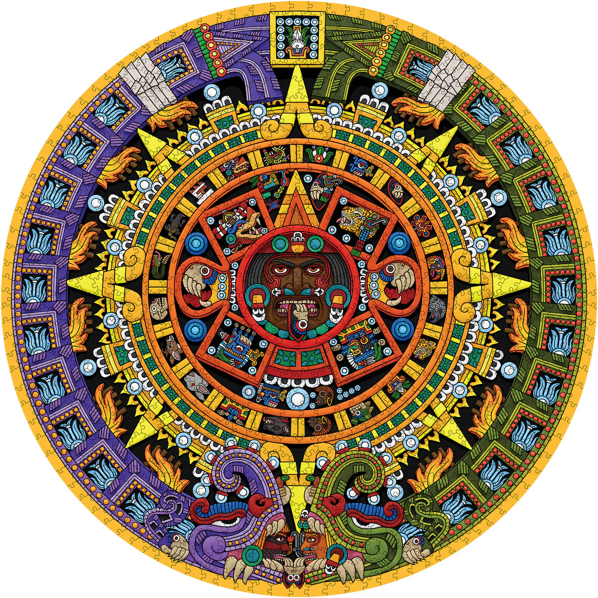 Pomegranate, Michael Angulo: Aztec Sun Stone 1000-Piece Circular Jigsaw Puzzle