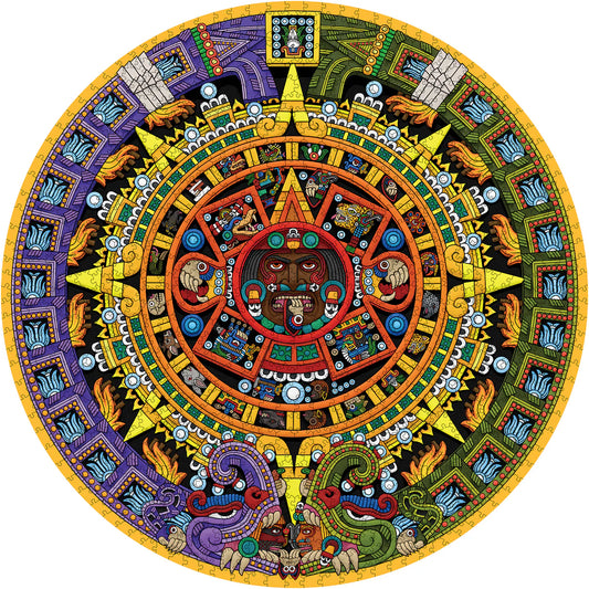 Pomegranate, Michael Angulo: Aztec Sun Stone 1000-Piece Circular Jigsaw Puzzle