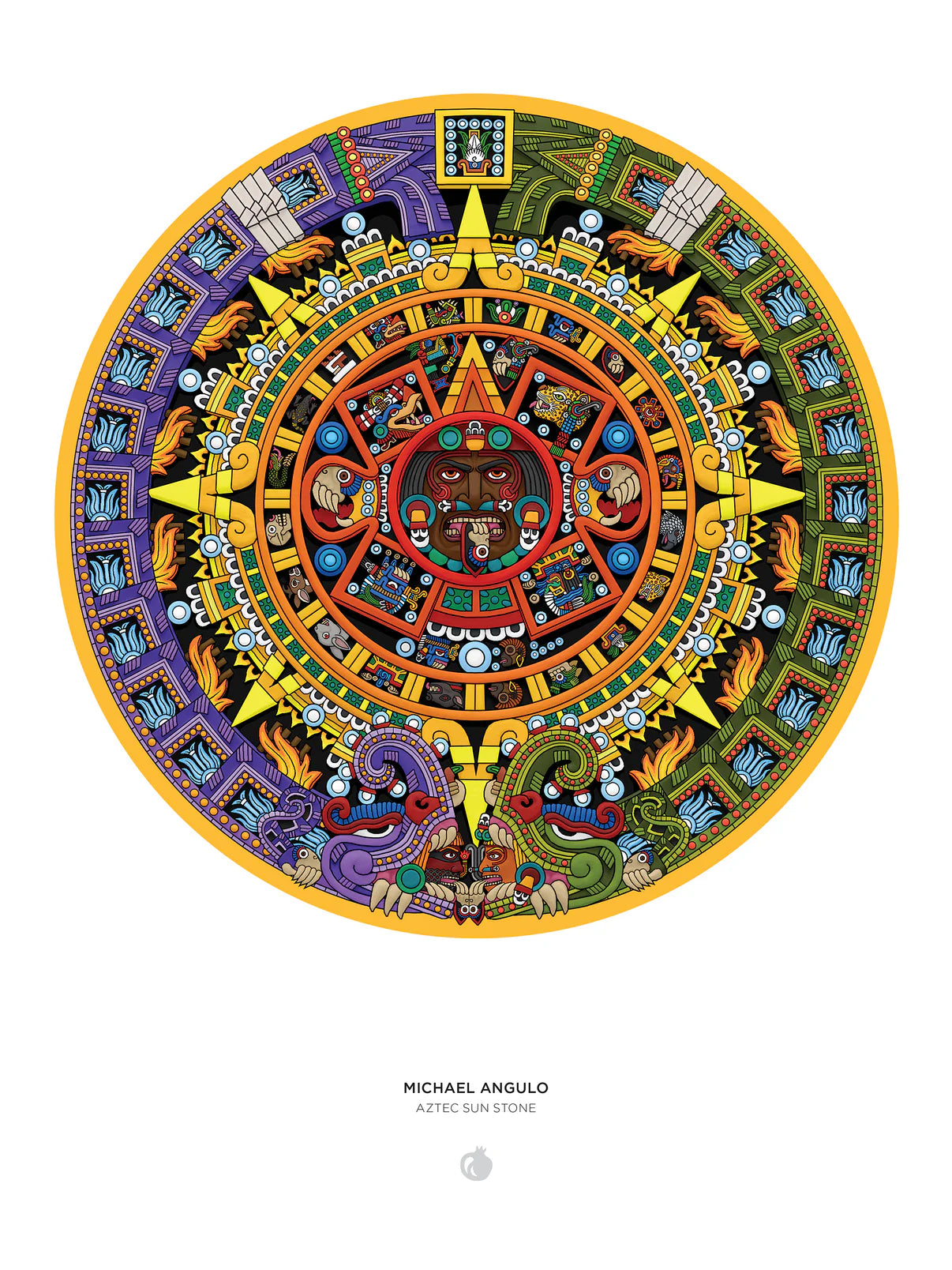Pomegranate, Michael Angulo: Aztec Sun Stone 1000-Piece Circular Jigsaw Puzzle