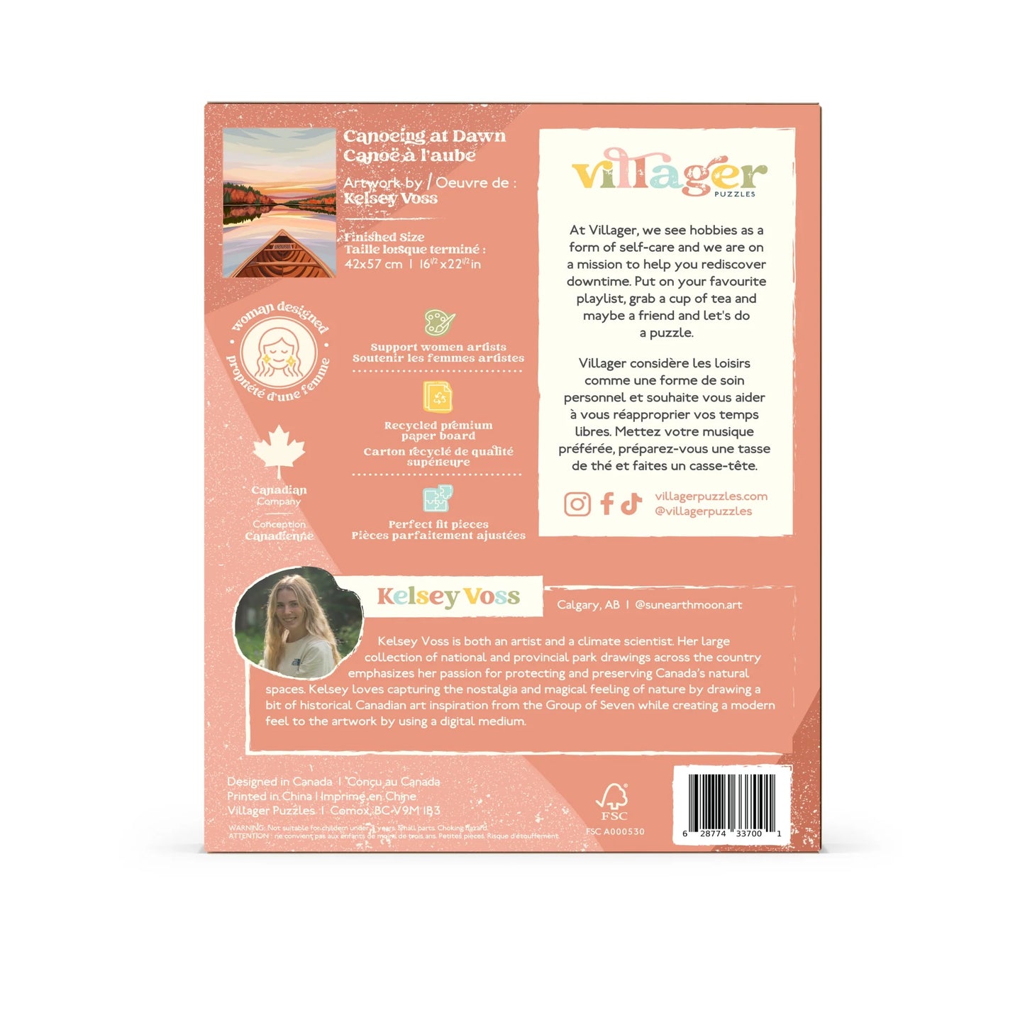VILLAGER Canoeing at Dawn | 500-Piece Puzzle for Adults | Designed in Canada by Kelsey Voss