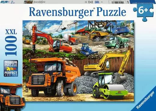 RAVENSBURGER, Construction Vehicles, Children's puzzle 100 XXL pieces