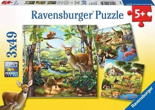 RAVENSBURGER Forest/Zoo/Domestic Animals 3x49 pc Puzzle