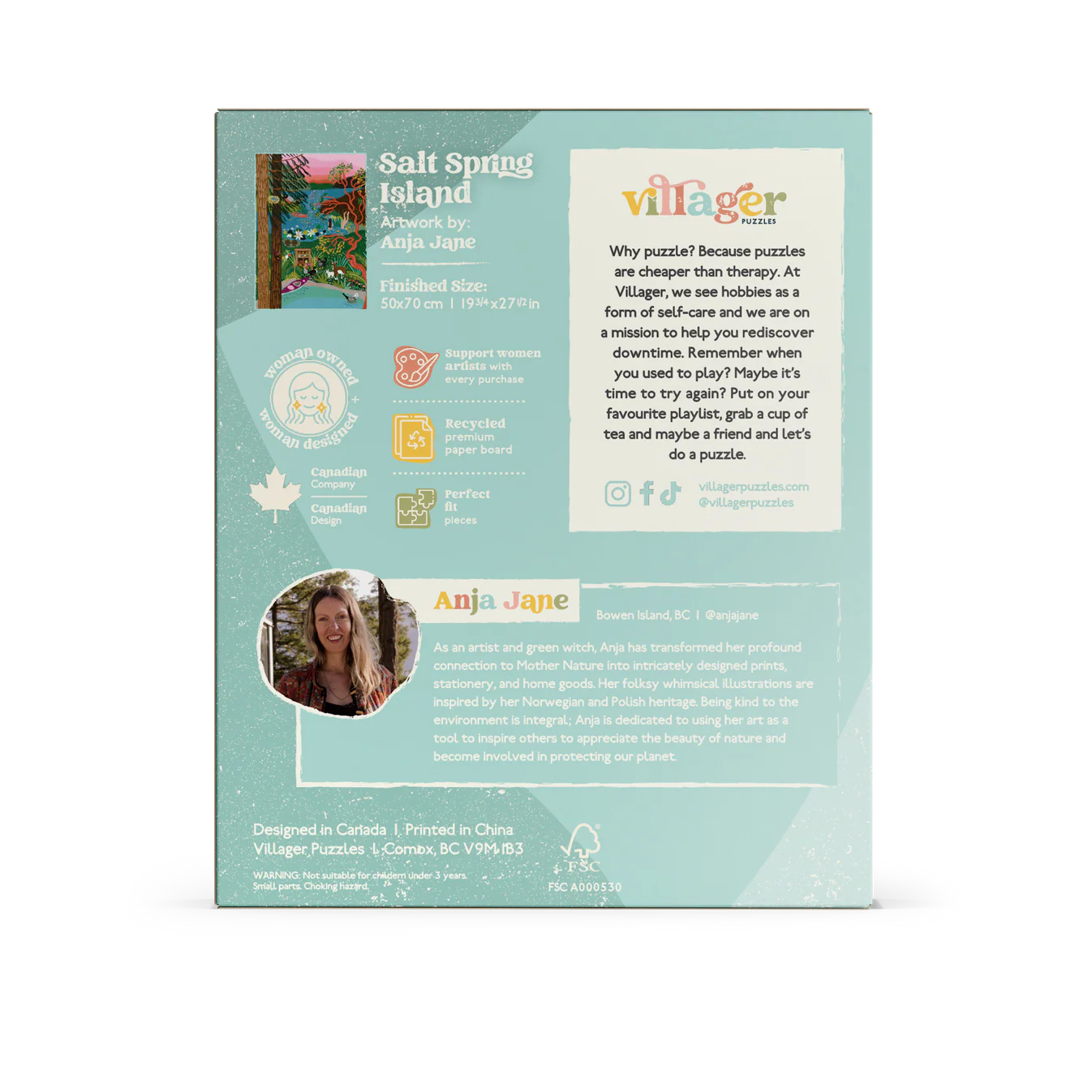 VILLAGER Salt Spring Island Swim | 1000-Piece Puzzle for Adults | Designed in Canada by Anja JaneC