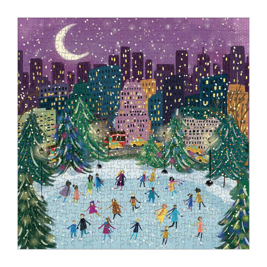 GALISON Merry Moonlight Skaters 500 Piece Foil Puzzle