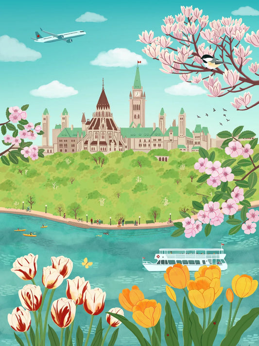 MANGO PUZZLES, Ottawa in Bloom | 1,000-Piece Puzzle for Adults | Artwork by Elaine Lee