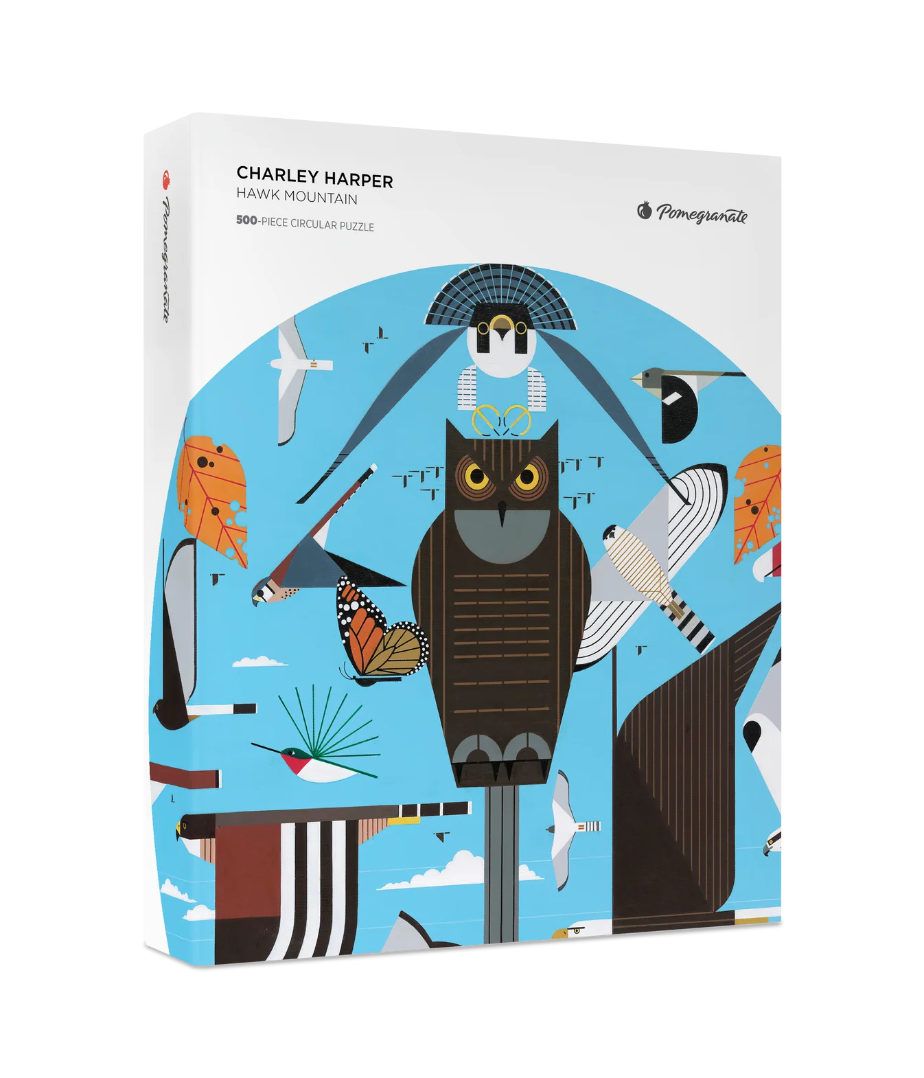 Pomegranate, Charley Harper: Hawk Mountain 500-Piece Circular Jigsaw Puzzle