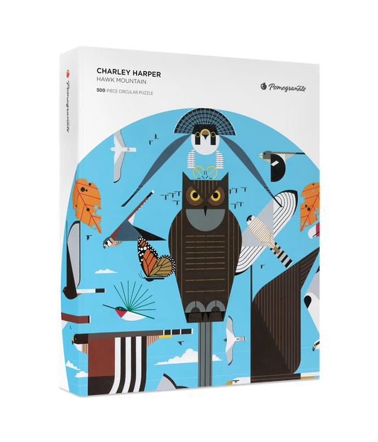 Pomegranate, Charley Harper: Hawk Mountain 500-Piece Circular Jigsaw Puzzle