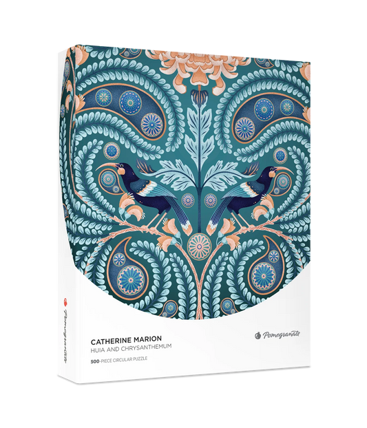 Pomegranate, Catherine Marion: Huia and Chrysanthemum 500-Piece Circular Jigsaw Puzzle