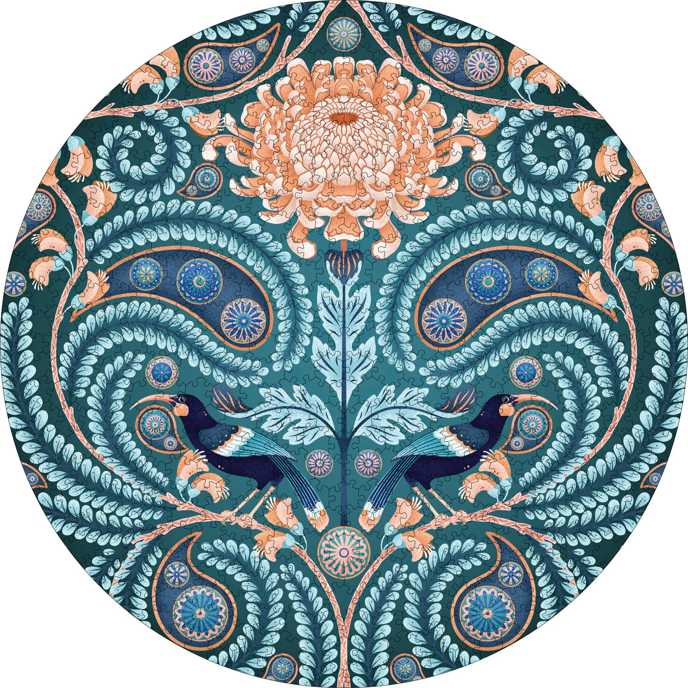 Pomegranate, Catherine Marion: Huia and Chrysanthemum 500-Piece Circular Jigsaw Puzzle