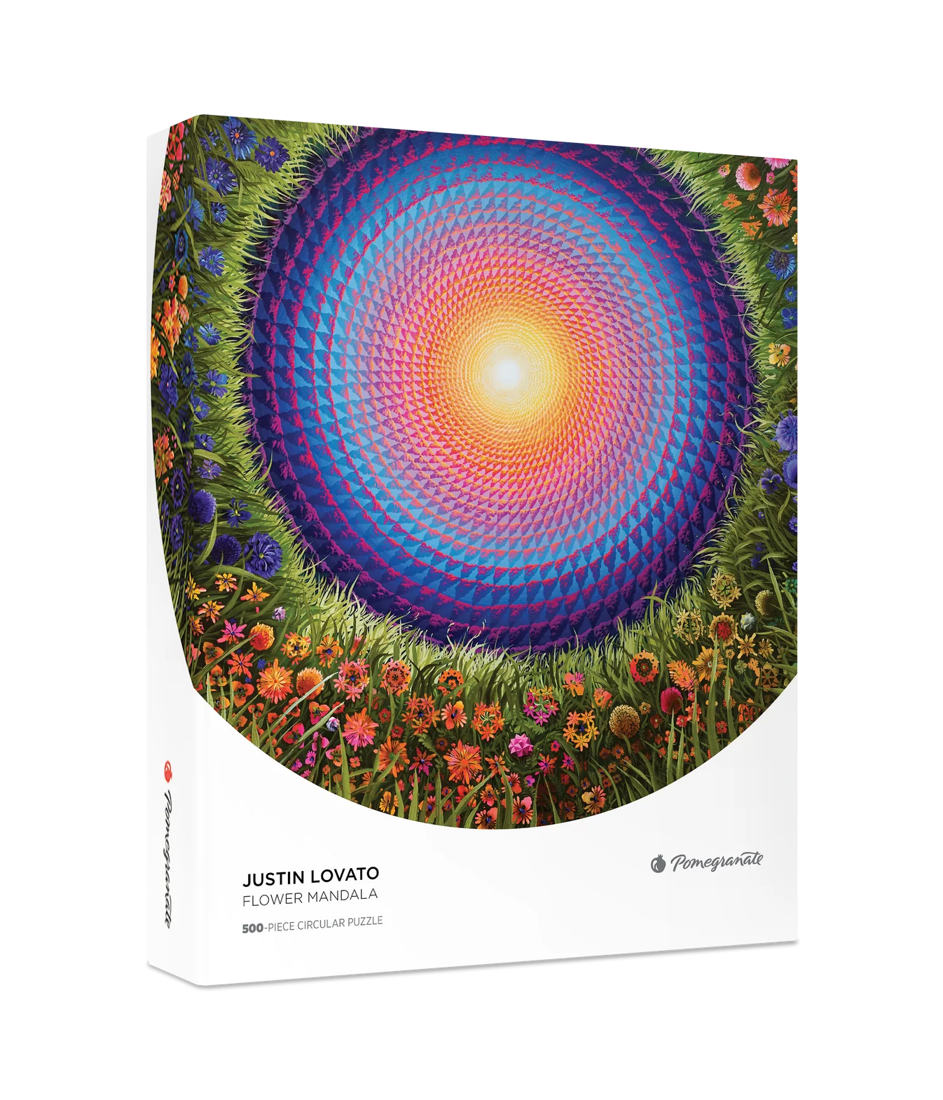 Pomegranate, Justin Lovato: Flower Mandala 500-Piece Circular Jigsaw Puzzle