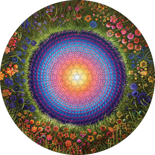 Pomegranate, Justin Lovato: Flower Mandala 500-Piece Circular Jigsaw Puzzle