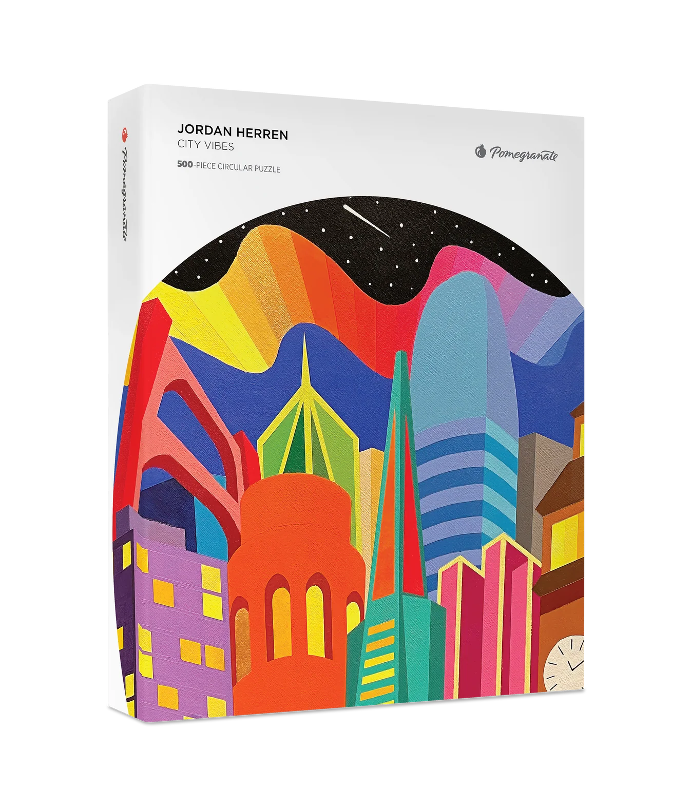 Pomegranate, Jordan Herren: City Vibes 500-Piece Circular Jigsaw Puzzle
