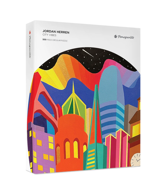 Pomegranate, Jordan Herren: City Vibes 500-Piece Circular Jigsaw Puzzle